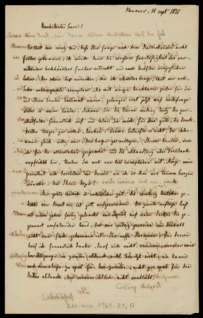 Brief von Karl Goedeke an Jacob Grimm