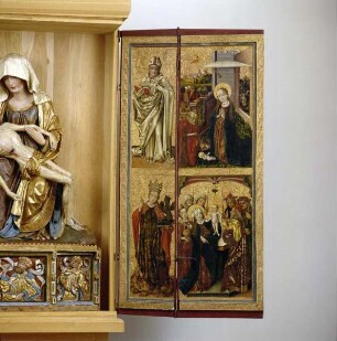 Bosseroder Altar — Altarinnenflügel rechts - Christi Geburt, Beschneidung und zwei Heilige