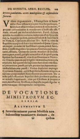 De Vocatione Ministrorum Ecclesiae.