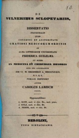 De vulneribus sclopetariis : Diss. inaug.