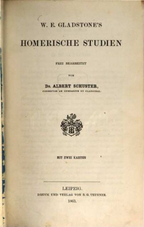 W. E. Gladstone's Homerische Studien