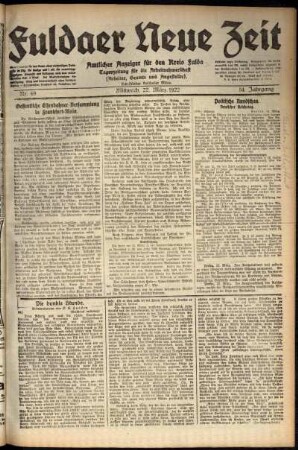 Ausgabe vom Mittwoch, den 22. März 1922.