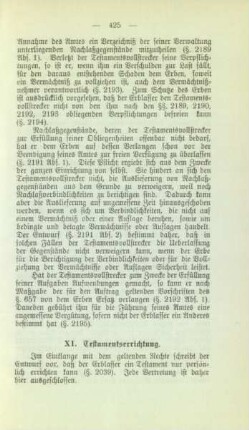 XI. Testamentserrichtung