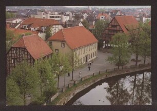 Ameide mit Spieker und Mittelmühle. Detmold. Blick vom Dach des Gebäudes Bruchstraße 31