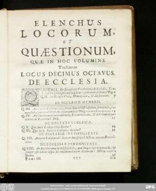 Elenchus Locorum, Et Quaestionum ...