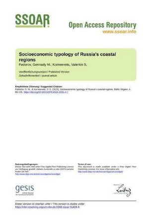 Socioeconomic typology of Russia's coastal regions