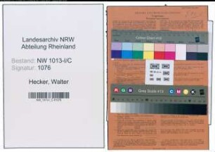 Entnazifizierung Walter Hecker , geb. 01.06.1911 (Baumeister)