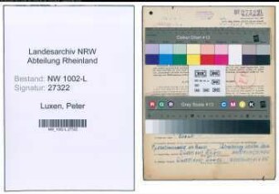 Entnazifizierung Peter Luxen , geb. 09.11.1892 (Wachtmeister)