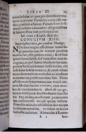 Consilium XIIII. In paralysi ex colica, pro quodam Theologo