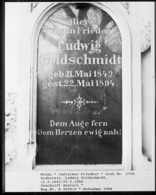 Grabstein von Ludwig Goldschmidt (gestorben 1894.05.22)