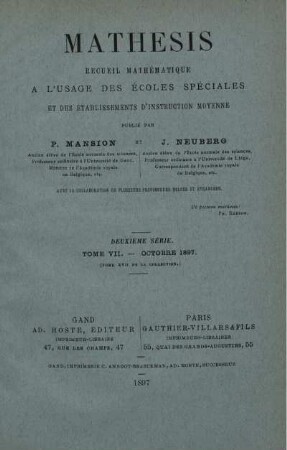 TOME VII. - OCTOBRE 1897.