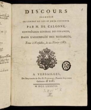 1-34, Discours Prononcé De LÓrdre Du Roi Et ...