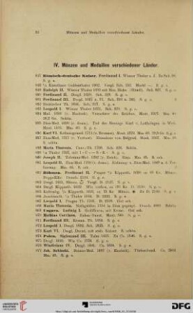 IV. Münzen und Medaillen verschiedener Länder (Nr. 847-1101)