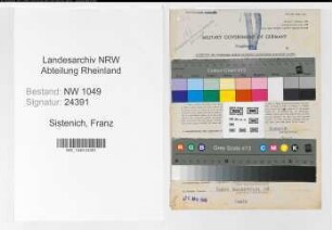 Entnazifizierung Franz Sistenich , geb. 14.07.1897 (Lokfuehrer)