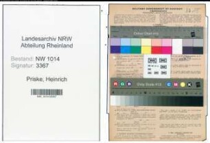 Entnazifizierung Heinrich Priske , geb. 03.12.1899 (Kernmacher)