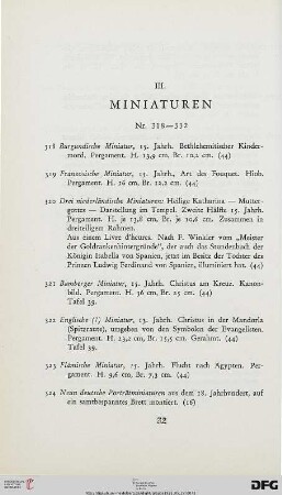 III. Miniaturen (Nr. 318-73)
