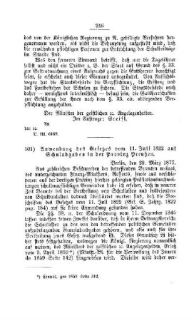 Anwendung des Gesetzes vom 11. Juli 1822 auf Schulabgaben in der Provinz Preußen : [V. Volksschulwesen]