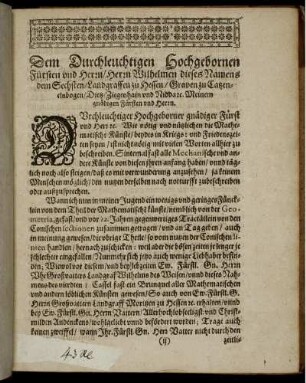 Dem hochgebornen Fürsten. Vorrede an die Leser.