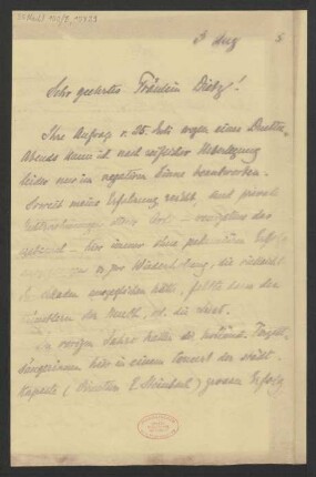 Brief an Johanna Dietz : 03.08.1895