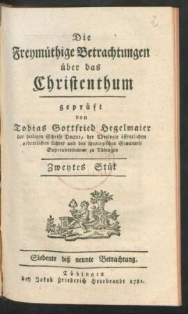 St. 2: Siebente biß neunte Betrachtung