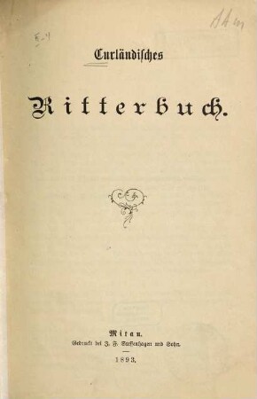 Curländisches Ritterbuch