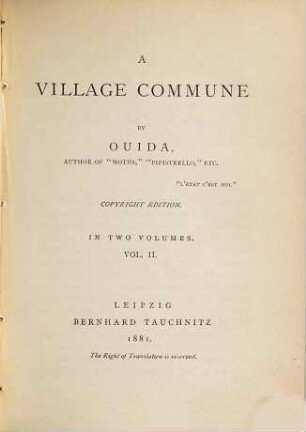 A Village Commune : in two volumes, 2