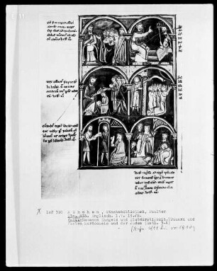 Psalterium mit Kalendarium — Bildseite mit der Geschichte von Esther, Folio 110verso