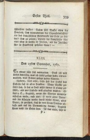 XLIII. Den 25sten September, 1767