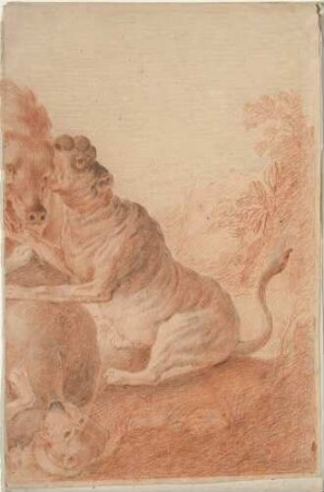 Doggen einen Eber angreifend (Fragment)