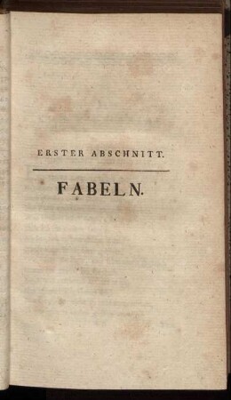 Erster Abschnitt. Fabeln.
