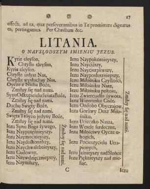 Litania. O Nayslodszym Imieniu Jezus