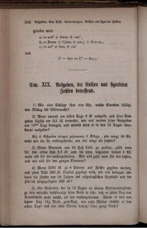 Capitel XIX. Aufgaben, die Reihen und figurirten Zahlen betreffend.