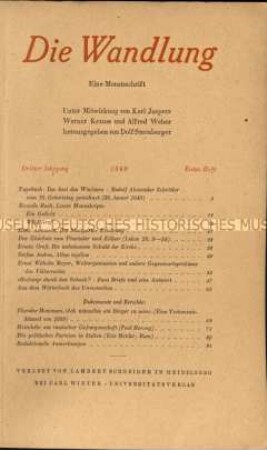 Monatsschrift Die Wandlung. 3. Jahrgang 1948