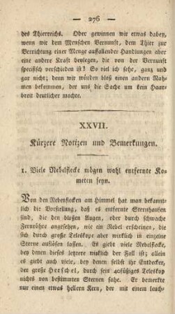 XXVII. Kürzere Notizen und Bemerkungen