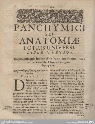 Panchymici seu anatomiae totius universi. Liber Tertius.