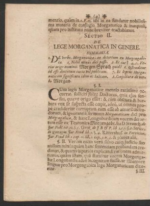 Sectio II. De Lege Morganatica In Genere.