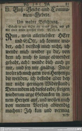 III. Buß- Beicht- und Communion-Gebete