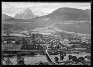 Österreich, Bischofshofen. Stadtansicht gegen Hochkönig