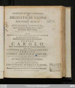 Dissertatio Juridica Inauguralis, De Obligatione Uxoris Ad Solvenda Debita A Conjugibus Contracta, Moto Inprimis Super Bonis Mariti Concursu Creditorum