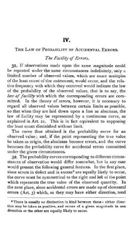 IV. The Law of Probability of Accidental Errors.