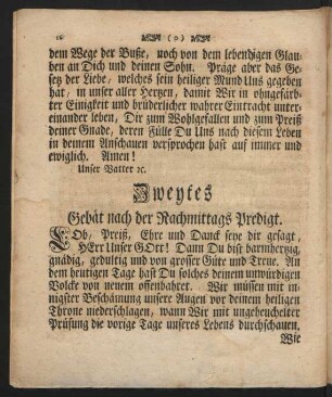 Zweytes Gebät nach der Nachmittags Predigt