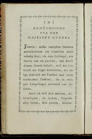 Demüthigung vor der Majestät Gottes.