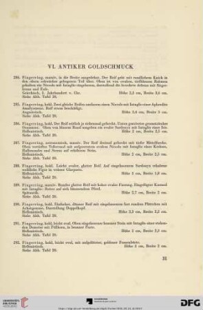 VI. Antiker Goldschmuck (Nr. 284 - 376)
