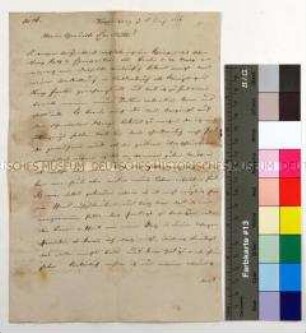 Brief Johann David Enke an seine Verlobte Charlotte Emilie Kattner aus Kupferberg (Janowice Wielkie) in Schlesien über die Zusage der Stelle als Königlicher Bergfactor in Waldenburg (Walbrzych) und die Hochzeit