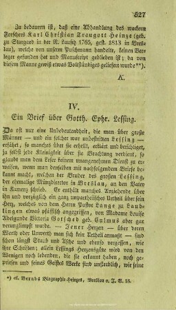 Ein Brief über Gotth. Ephr. Lessing