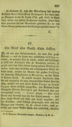 Ein Brief über Gotth. Ephr. Lessing