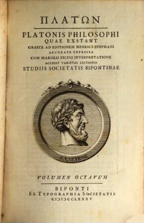 Platōn : Graece Ad Editionem Henrici Stephani Accurate Expressa, Volumen Octavum