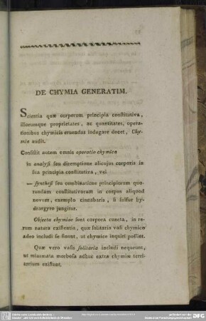 De Chymia Generatim