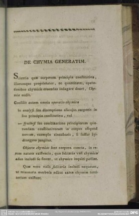 De Chymia Generatim