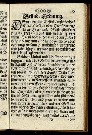 Gesind-Ordnung.